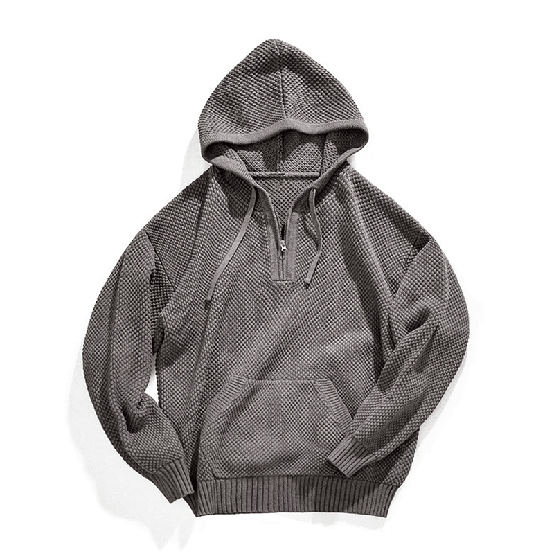 Sweat à capuche tricoté Rockfella demi-zip