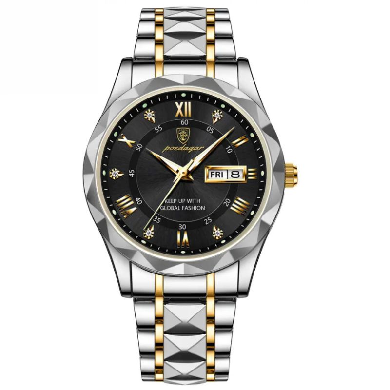 Montre POEDAGAR lumineuse en acier 40mm - Résistante à l'eau | Acier transféré