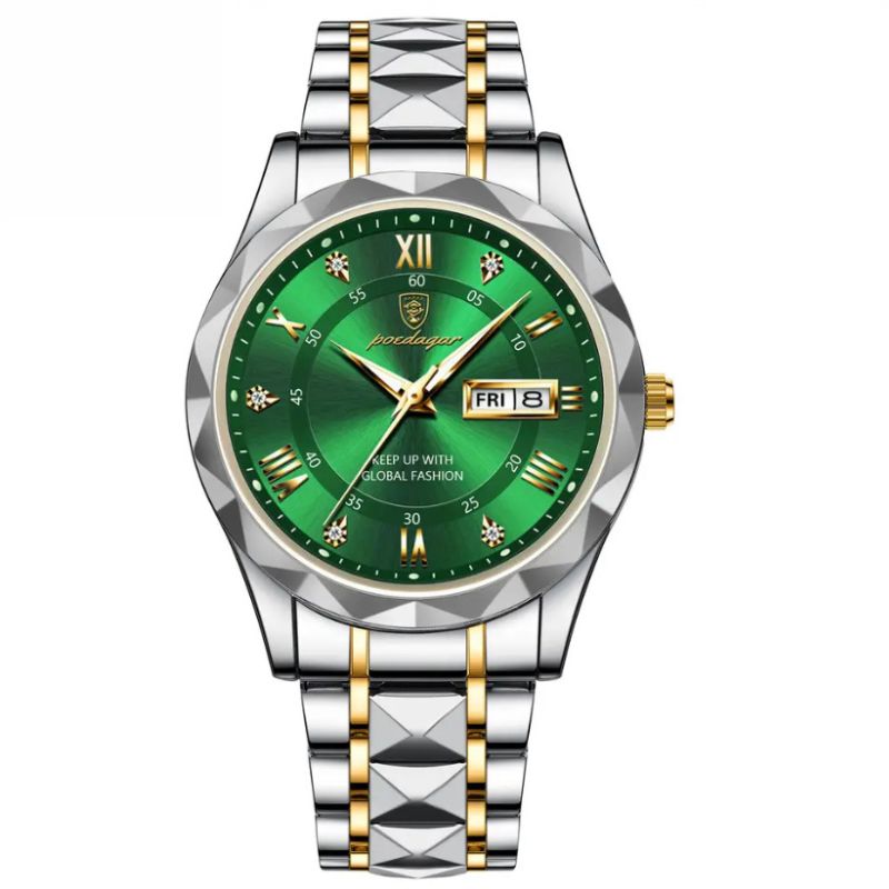 POEDAGAR Luminous Steel 40mm Uhr – wasserdicht | Transferierter Stahl