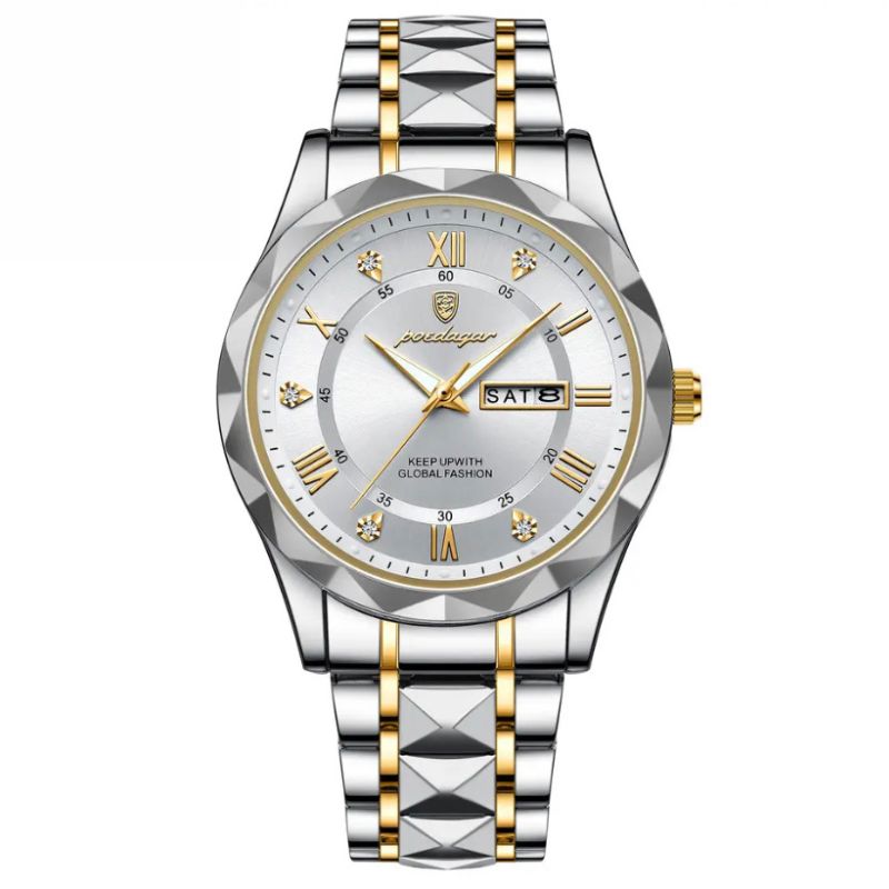 POEDAGAR Luminous Steel 40mm Uhr – wasserdicht | Transferierter Stahl