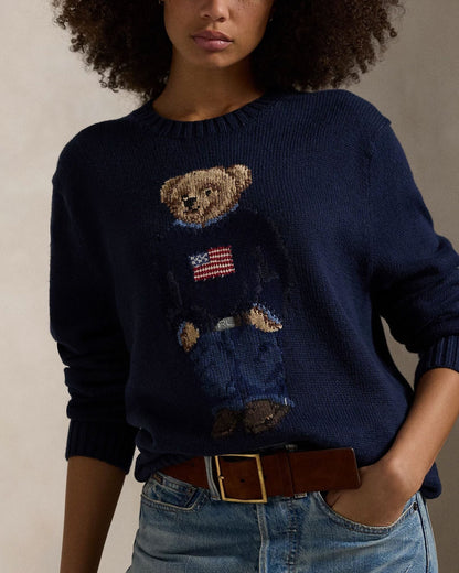 Pull en coton et lin à motif Polo Bear de RL