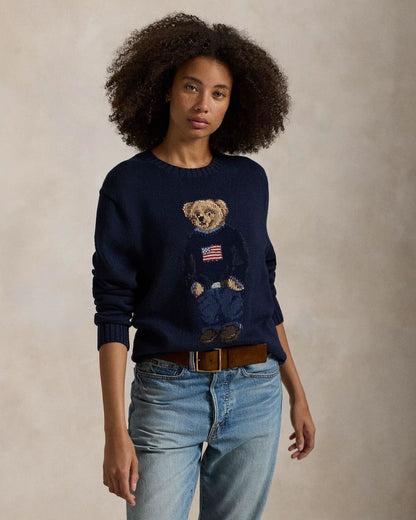 Pull en coton et lin à motif Polo Bear de RL