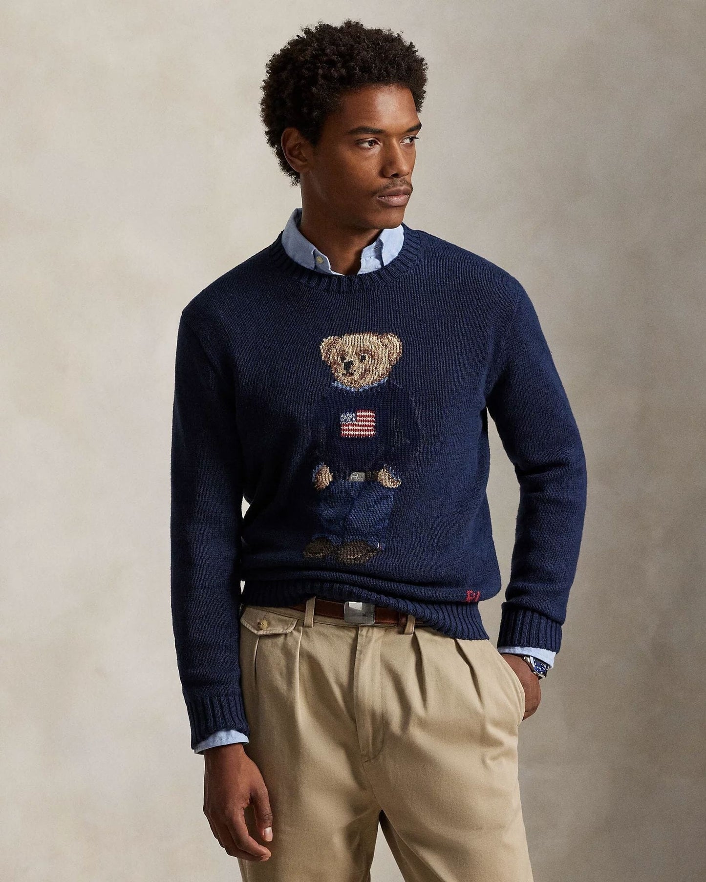 Pull en coton et lin à motif Polo Bear de RL