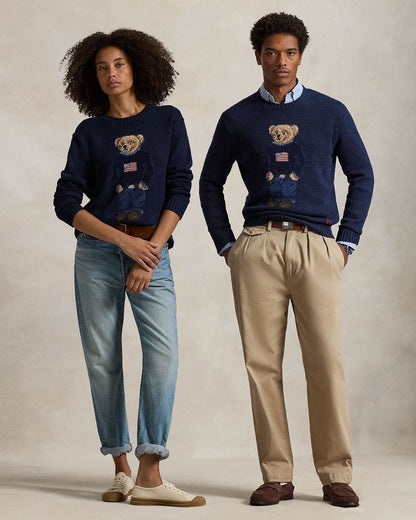 Pull en coton et lin à motif Polo Bear de RL
