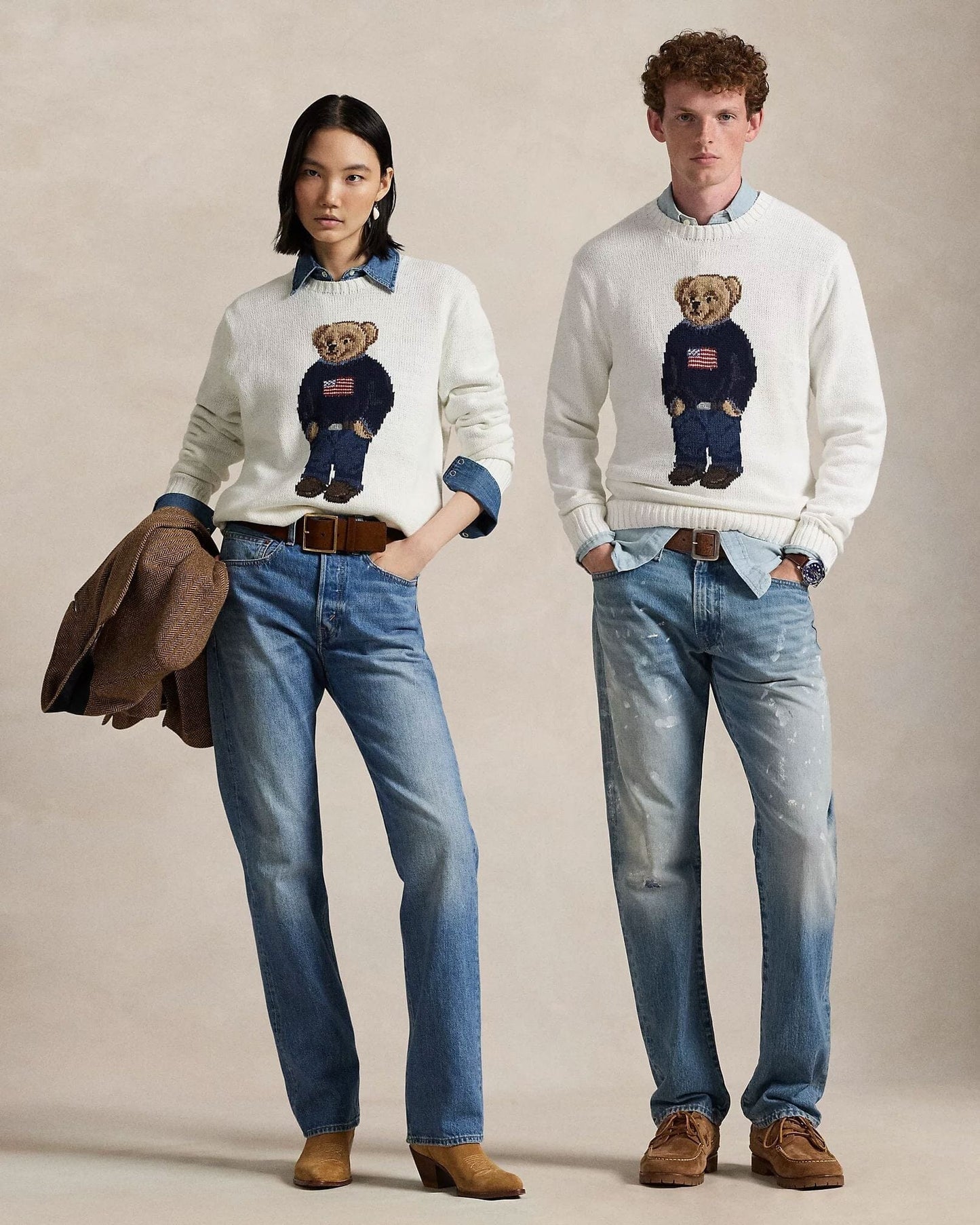 Pull en coton et lin à motif Polo Bear de RL