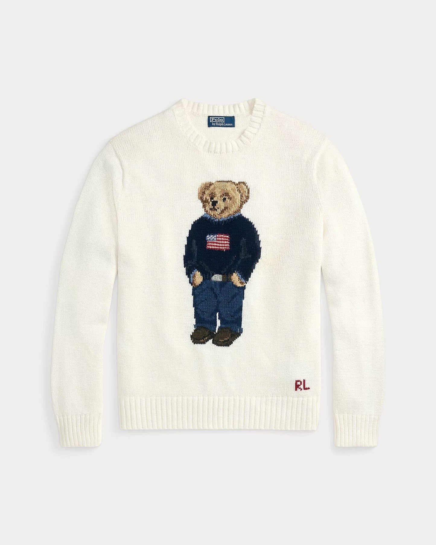 Pull en coton et lin à motif Polo Bear de RL