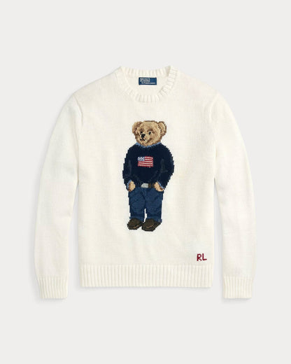 Pull en coton et lin à motif Polo Bear de RL