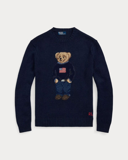 Pull en coton et lin à motif Polo Bear de RL