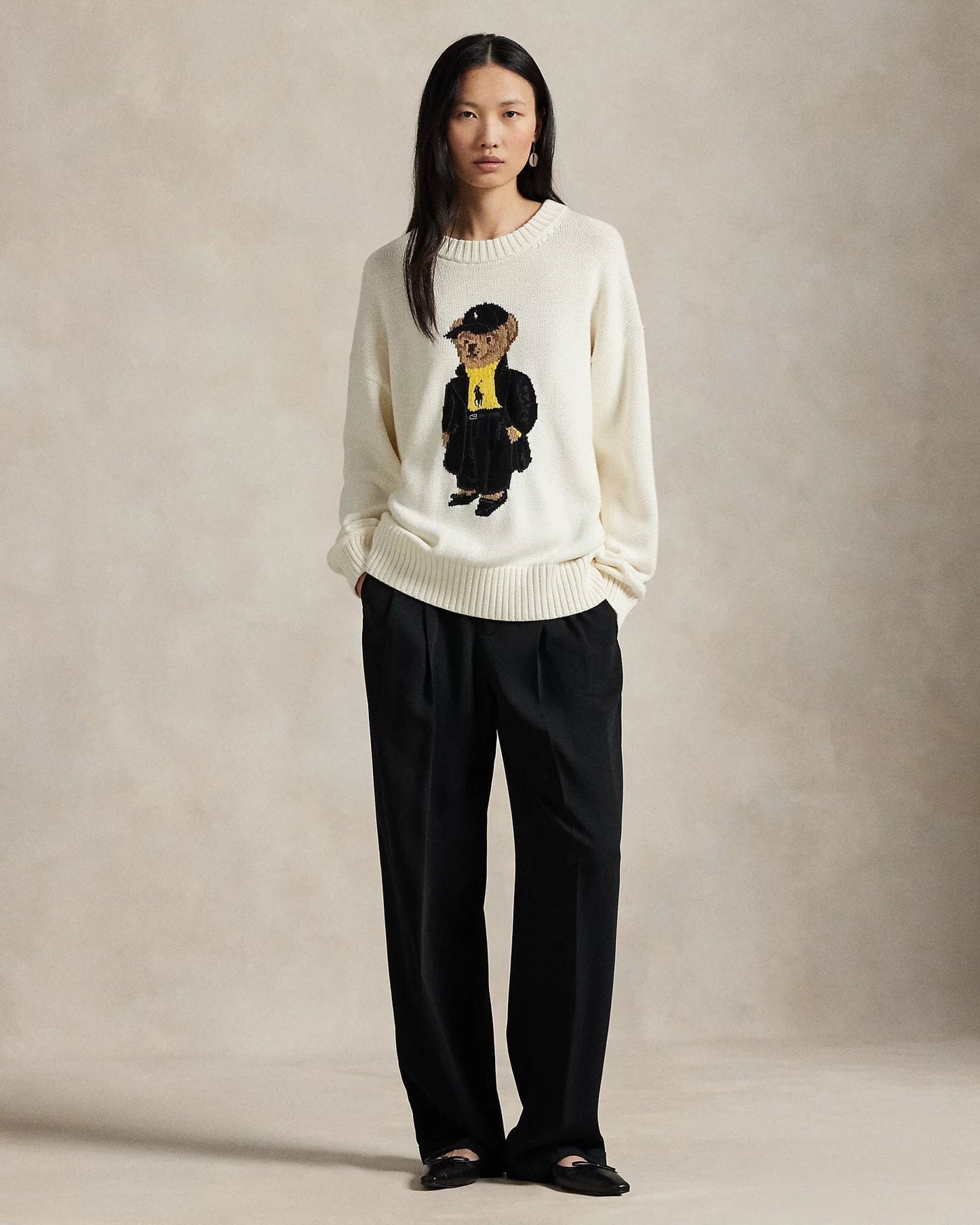 Pull col rond en coton à motif Polo Bear de RL