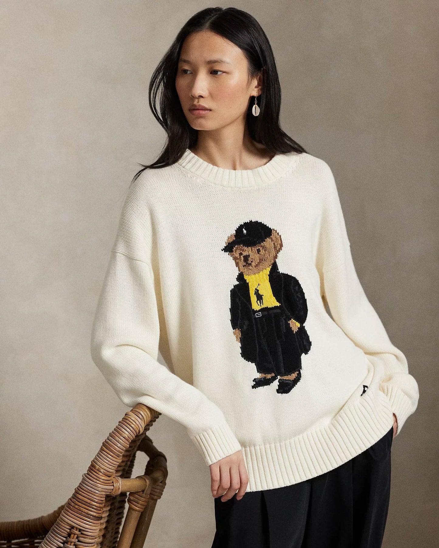 Pull col rond en coton à motif Polo Bear de RL