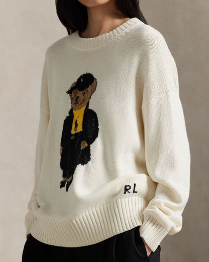 Pull col rond en coton à motif Polo Bear de RL