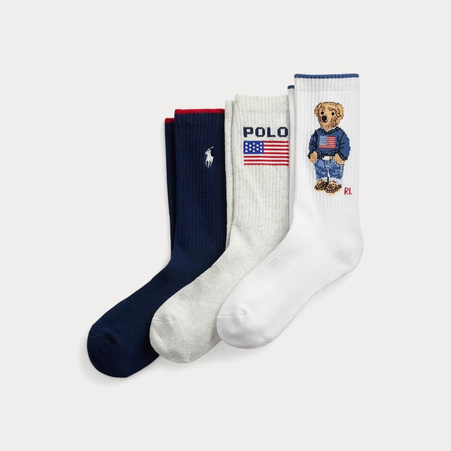 RL Polo Bear Logo Crew Socks 3er-Pack