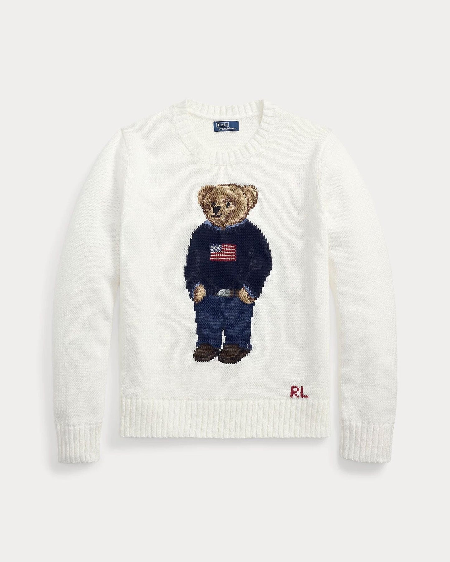 RL Polo Bear Leinen-Baumwoll-Pullover mit Rundhalsausschnitt