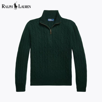 Pull en cachemire à fermeture éclair et torsades RL