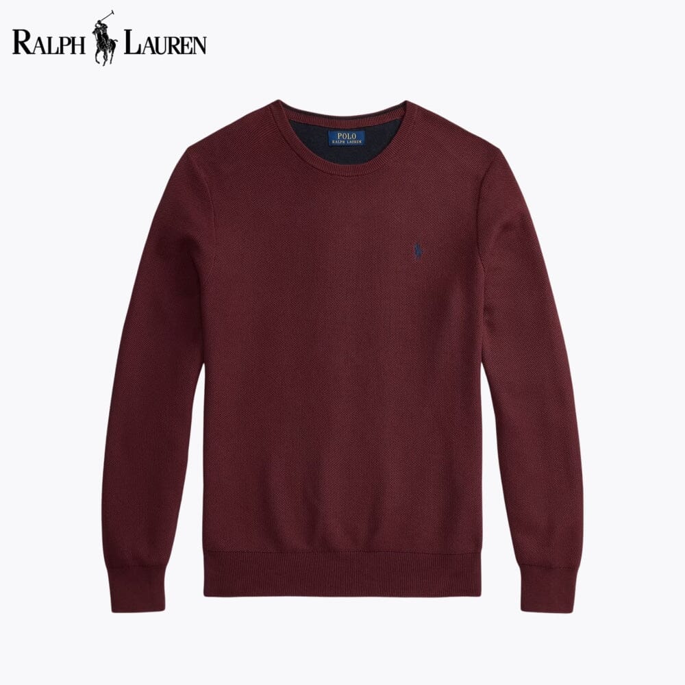 RL Mesh-Knit Baumwollpullover mit Rundhalsausschnitt