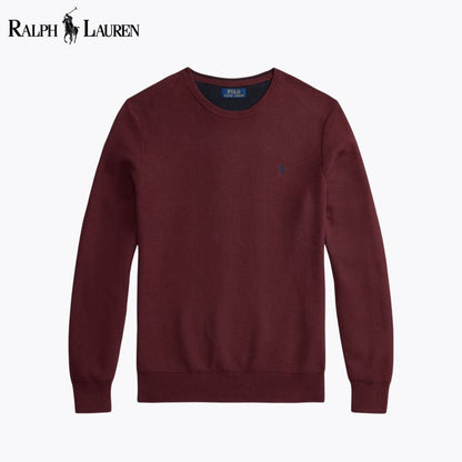 RL Mesh-Knit Baumwollpullover mit Rundhalsausschnitt