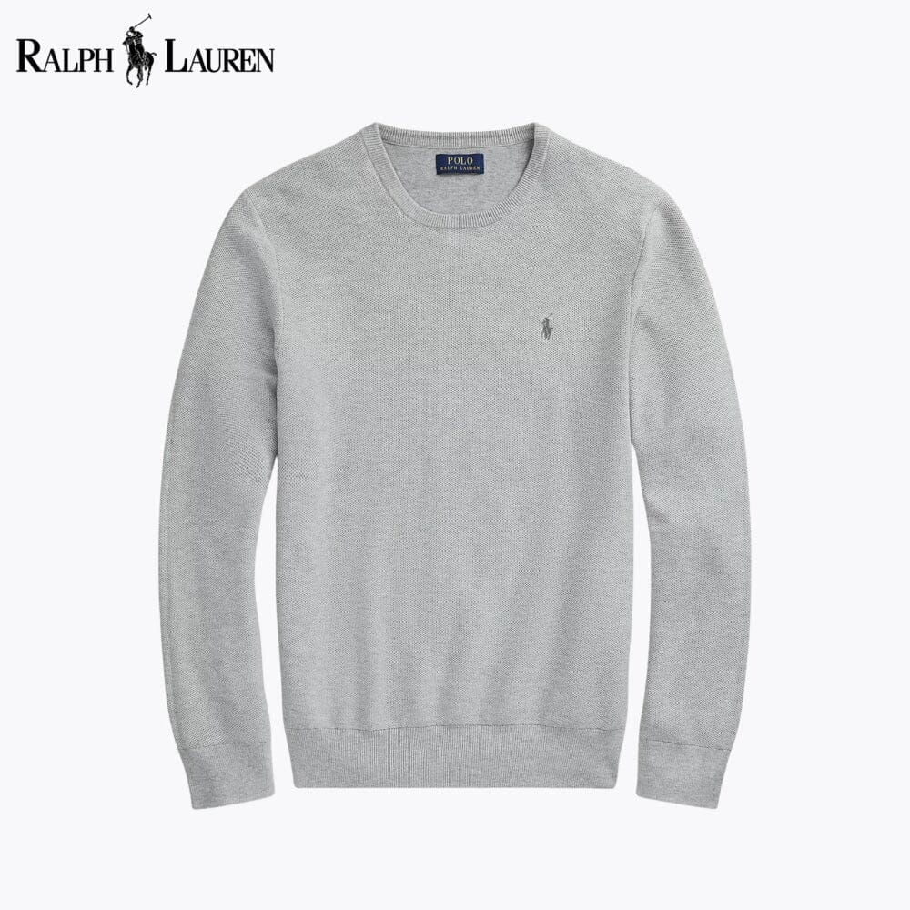 RL Mesh-Knit Baumwollpullover mit Rundhalsausschnitt