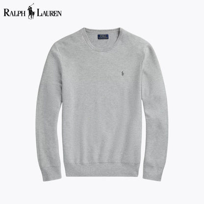 RL Mesh-Knit Baumwollpullover mit Rundhalsausschnitt