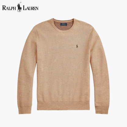 RL Mesh-Knit Baumwollpullover mit Rundhalsausschnitt