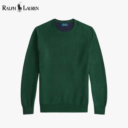 RL Mesh-Knit Baumwollpullover mit Rundhalsausschnitt