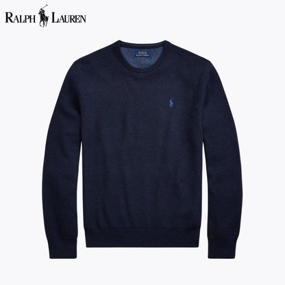 RL Mesh-Knit Baumwollpullover mit Rundhalsausschnitt