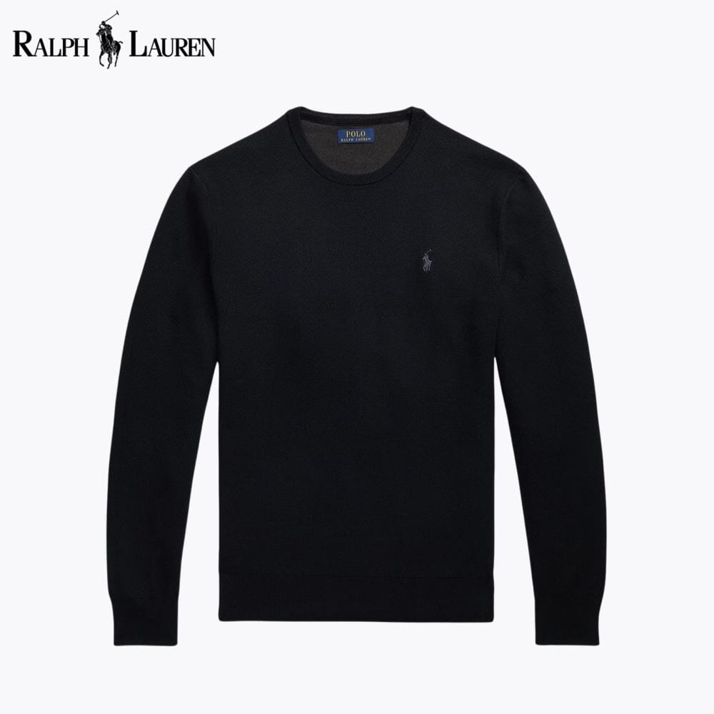 RL Mesh-Knit Baumwollpullover mit Rundhalsausschnitt