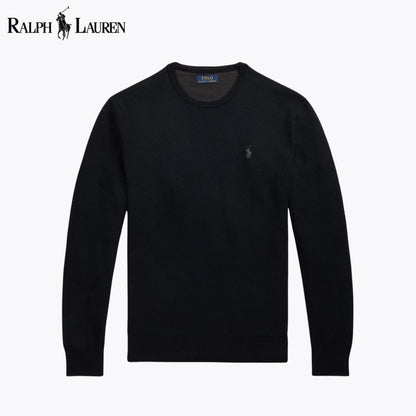 RL Mesh-Knit Baumwollpullover mit Rundhalsausschnitt