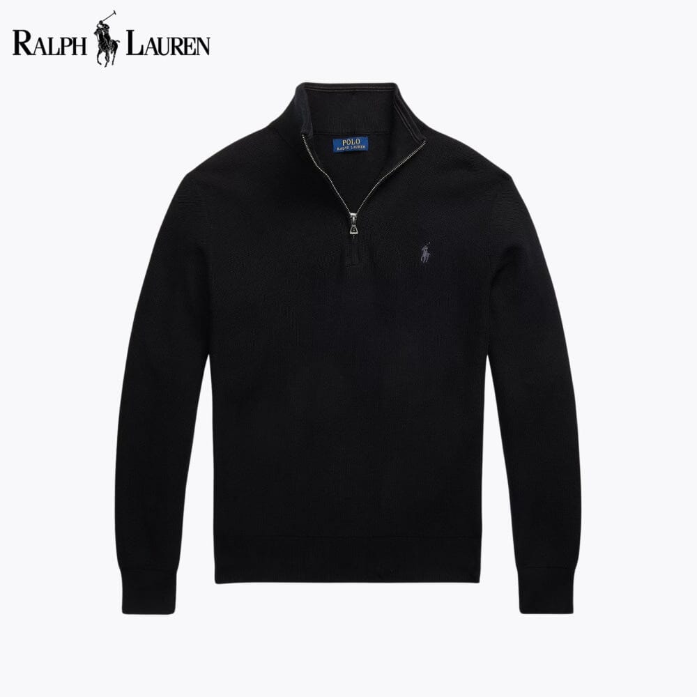 RL Mesh-Strick Baumwoll-Sweater mit Reißverschlusskragen
