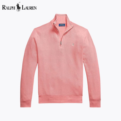 RL Mesh-Strick Baumwoll-Sweater mit Reißverschlusskragen