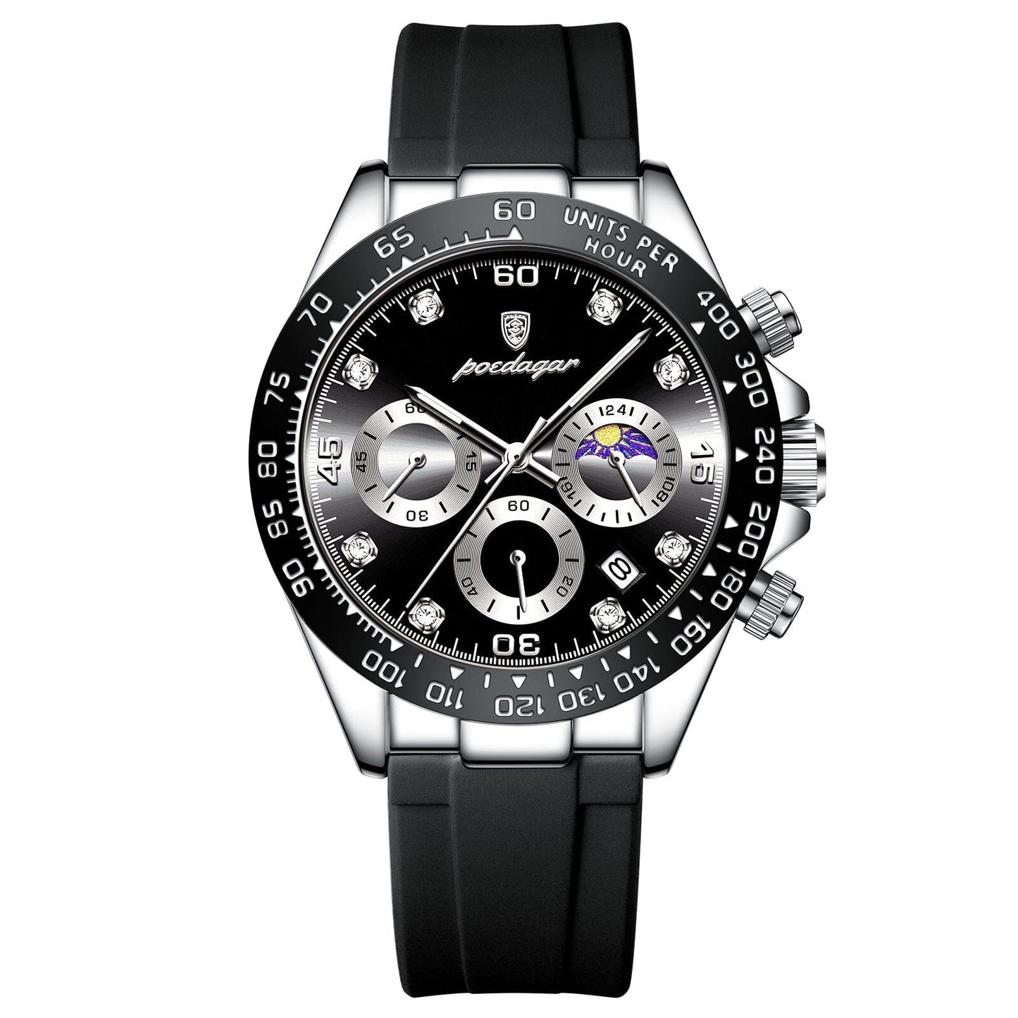POEDAGAR Watch Chronograph Fase Date